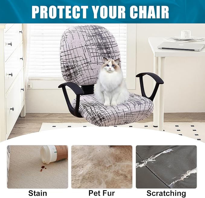 Smiry Stretch Printed Office Computer Desk Chair Covers for Seat & Backrest | Stretch Fit, Soft Fabric Universal Washable Removable, Anti-Dust Rotating Chair Slipcovers Protector - Image 8