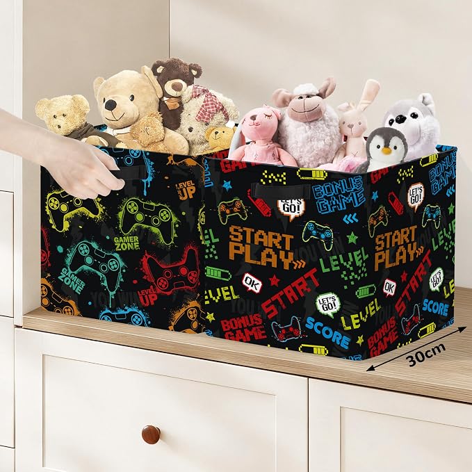 Clastyle 11.8" Gaming Storage Basket Set of 3 for Kid Boy Toy Clothes Bin - Image 5