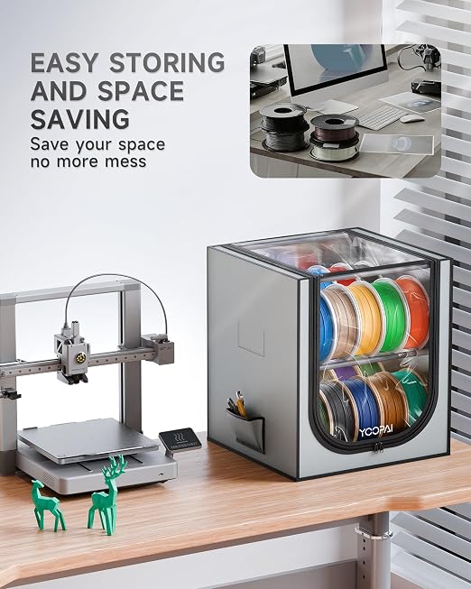 YOOPAI 3D Printer Filament Storage Box – 2 Tier Filament Storage Rack with Fabric Cover, Holds Up to 24 Rolls 1KG – 3D Filament Storage Organizer for Home, Workshop & Studio - Image 5