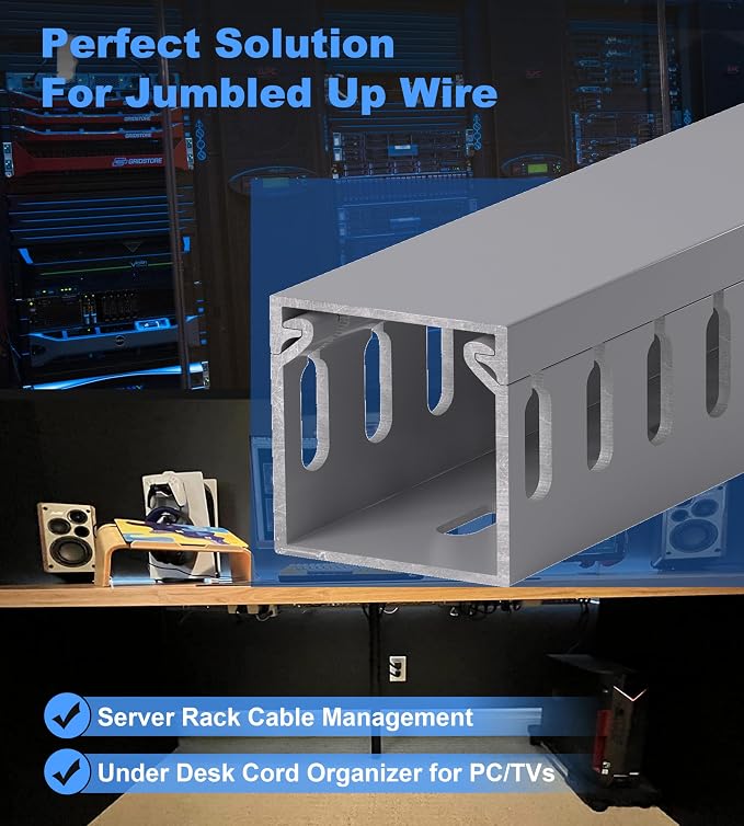 1.6"H x 1.6"W Cable Raceway, 99in Under Desk Wire Management Channel, Grey - Image 5