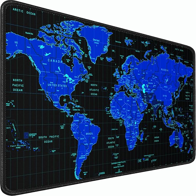 Gaming Mouse Pad, 31.5x15.7 inch Large Extended Computer Keyboard Mouse Mat, Water Resist Non-Slip Mousepad Rubber Base Long XXL Desk Mouse Pad for Work & Gaming, Office & Home, Blue Map by Naukay