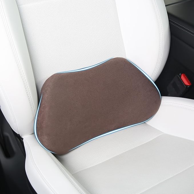 Lumbar Support Pillow for Car Lower Back Cushion, Brown, 1 Pack | Ergonomic Memory Foam Lumbar Pillow for Driving Seat, Office Chair, Gaming Chair, Lower Back Support for Back Pain Relief by Dapucarin