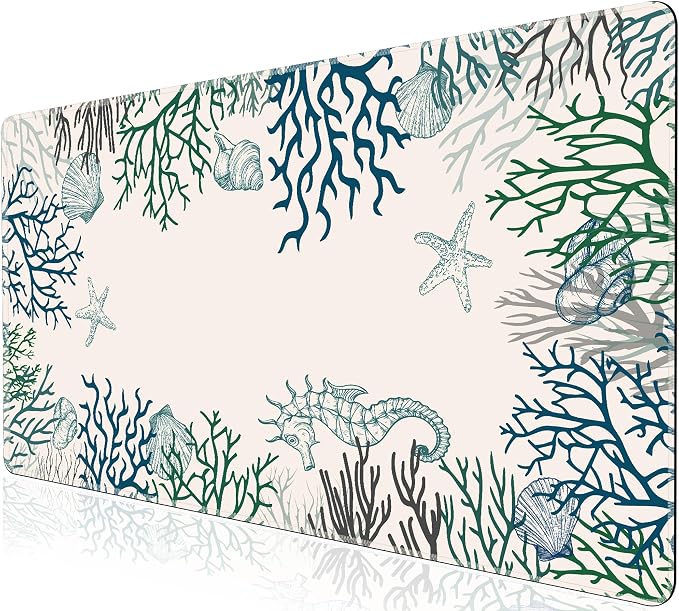 L-SPOUTTO Cute Desk Mat for Keyboard and Mouse, XXL Coral Large Mouse Pad | Non-Slip Keyboard Pad Waterproof Desktop Mat for Laptop Computer Work Game Home Office-Ocean Coral by L-SPOUTTO
