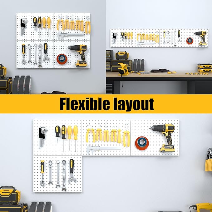 Spampur Peg Board, 4 Pack Metal Pegboard Panels with 50 Hooks - Image 5
