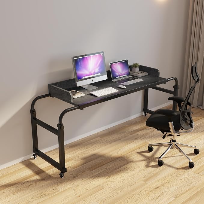 TigerDad Overbed Table with Wheels Overbed Desk Over Bed Desk King Queen Bed Table Overbed Laptop Table Over Bed Table with Wheels((Gray) - Image 6
