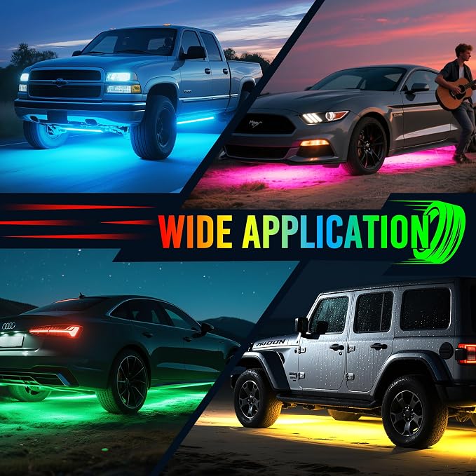MICTUNING U8 RGBW Underglow LED Light Bars (8-Piece Kit) 888 Ultra-Bright LEDs, Dual Remotes, White+RGB Colors, IP68 Waterproof Aluminum Housing – for Cars, Trucks, SUVs, ATVs - Image 7