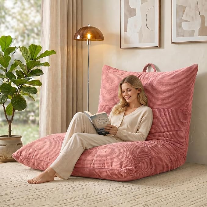 HUGHEAVEN Giant 3-in-1 Bean Bag Chair (76"x55") Oversized Floor Sofa Couch | Comfortable giant floor cushion with back support for adults. Washable cover memory foam lounge sofa for movie nights. - Image 6