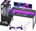 AODK 63 inch Gaming Desk with PC Display Stand, Reversible Steel Wood Computer Desk for Gaming Setup, Tiered Design to Show Off Your PC Tower & Accessories, Black by AODK