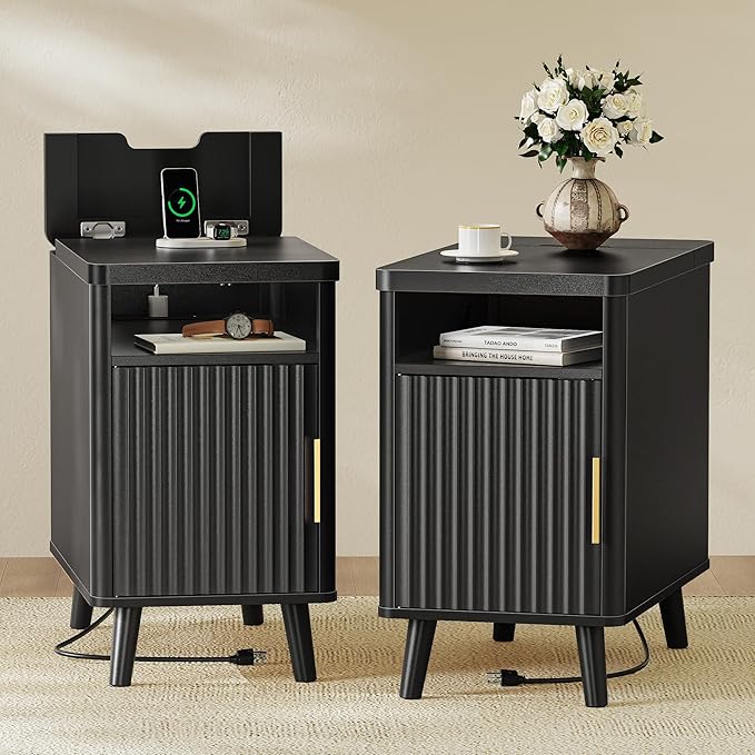 Huuger Narrow Nightstand with Charging Station, USB-C Port by Huuger