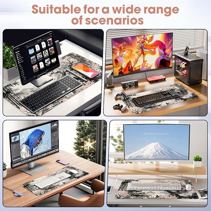 Desk Pad 31.5x15.7 Inch for Computer - Large Mouse Pad, Bamboo | Non Slip Base Smooth Surface for Optical and Laser Mouse - Image 7
