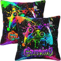 Gaming Throw Pillow Covers Set of 2, Soft 18x18 Inch Pillow Cases, Gamer Birthday Gifts for Teen Boys, Home Decor for Living Room Bedroom Game Room (Gaming) by Unknown