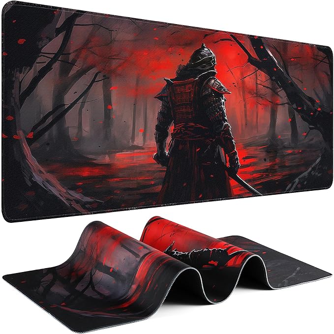 Gaming Mouse Pad - (31.5"×11.8") Japanese Samurai Large Mouse Pads for Desk - Desk Mat for Keyboard and Mouse with Non-Slip Base, Desks Pad Matfor Game/Office & Home by Unknown