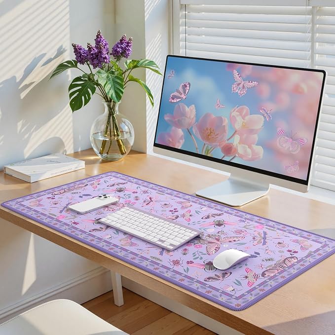 iCasso Purple Large Mouse Pad, Desk Matt for Desktop | XXL Desk Mat for Keyboard and Mouse, Anti-Slip Big Mousepad Computer Mat with Stitched Edges - Image 7