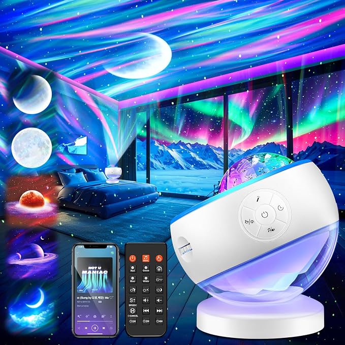 Iceberg Northern Lights Projector, White Galaxy Projector with Bluetooth by Staryou
