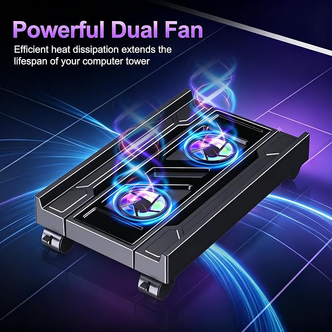 Adjustable PC Tower Stand with Cooling Fans, Fits Most PC - Image 3