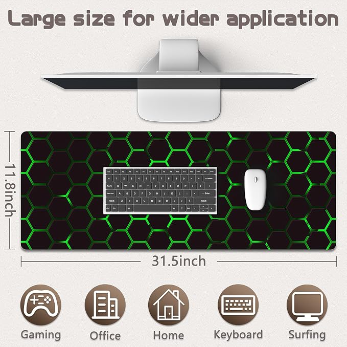 Mouse Pad Gaming - Desk Mat for Keyboard and Mouse - Large Mouse Pads for Desk, Gaming Mousepad with Non-Slip Base, Desks Pad (31.5" X 11.8") for Game, Office and Home - Image 5