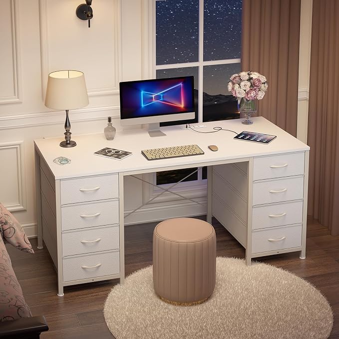 50 Inch Computer Desk with 8 Drawers for Home Office, Bedroom, Living Room - Image 3