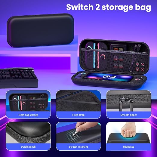 Switch 2 Accessories Bundle, 14-in-1 Kit with Hard Case and Charging Dock - Image 2