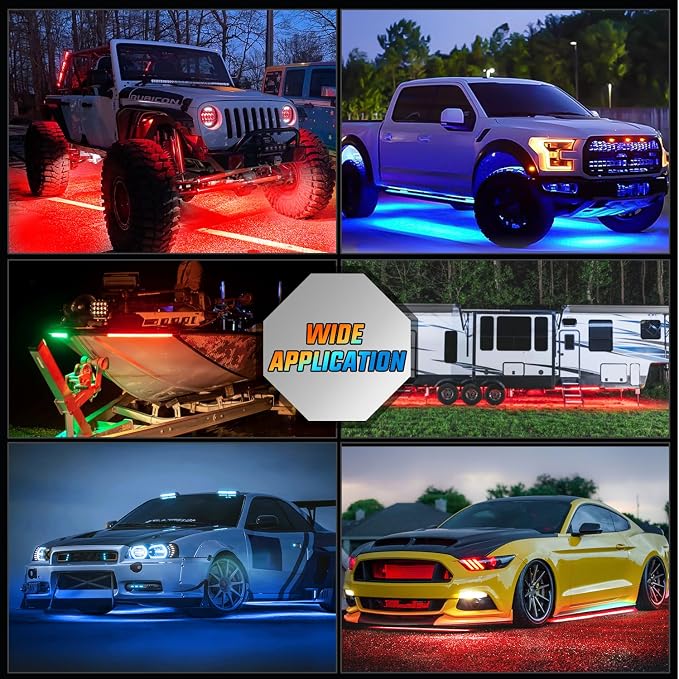 Nilight 8PCS Aluminum RGB Underglow LED Strip Lights with APP & Remote - Image 9
