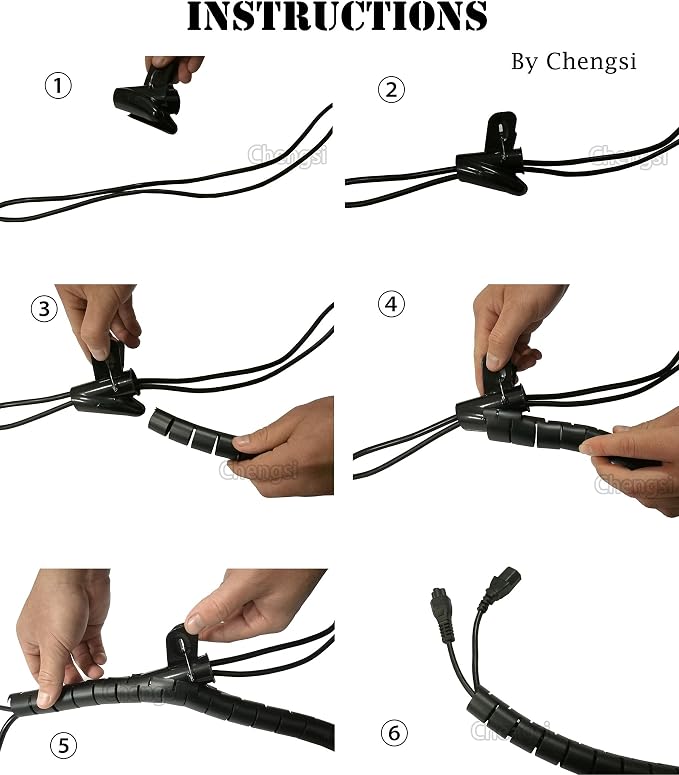 Cable Sleeve Organizer Cord Wire Wrap Coiled Tube Cable Management Sleeve for Home Office PC TV (Black Length59inches Diameter1.1inches) - Image 3