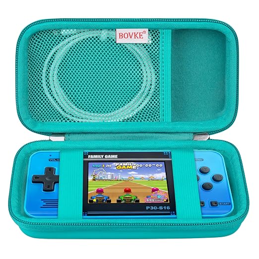 BOVKE Carrying Case for WELLST·G Handheld Game -Preloaded 220 Retro Video Games, Portable Gaming Player Holder with Extra Mesh Pocket fits Charging Cable, Turquoise by BOVKE