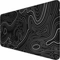 Large Gaming Mouse Pad with Stitched Edges, (31.5X15.7In) Durable Non-Slip Natural Rubber Base, Waterproof Computer Keyboard Pad Mat for Esports Pros, Gamer, Desktop, Office, Home, Terrain Black by Hsmienk