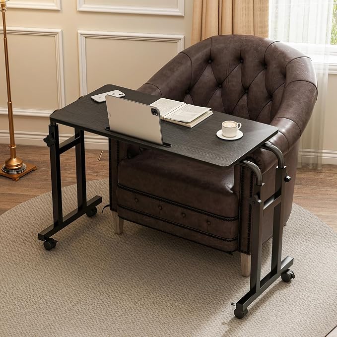 LINGMI Recliner Table, Overbed Table with Wheels Adjustable Height and Length Over Bed Desk, Hospital Heavy Duty Metal Leg Laptop Stand Tray by Unknown