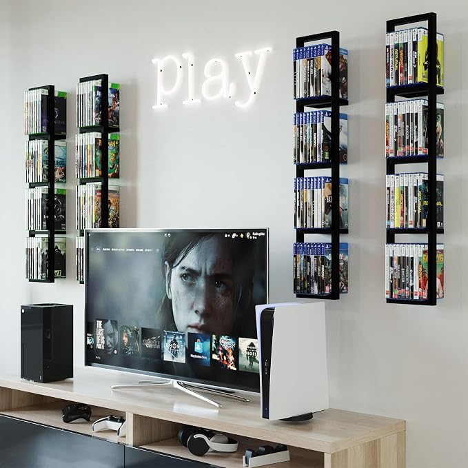 You Have Space Black Floating Shelves for Wall, 34 Inch Video Games, CD, DVD Storage Shelves, Metal Cube Storage Shelf Set of 4 - Image 2