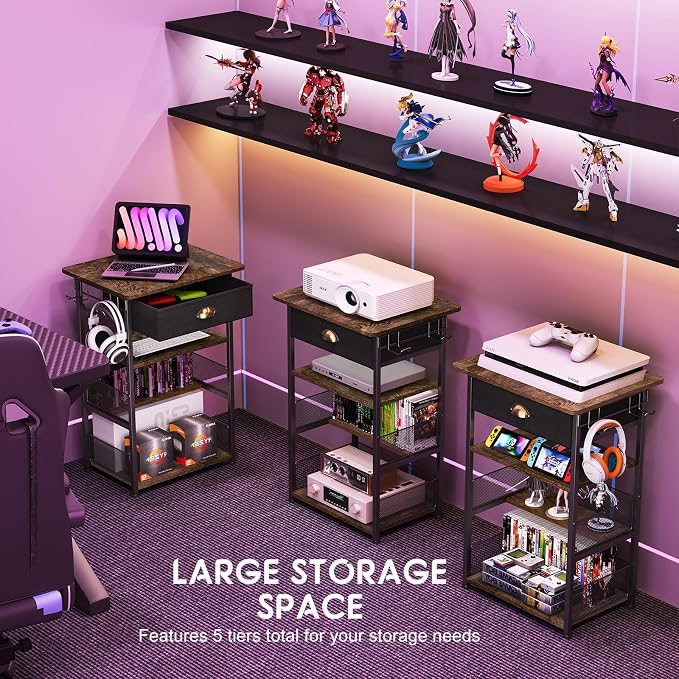 Hongtamoya 4-Tier AV Media Stand with Drawer, Gaming Console Shelf - Image 9
