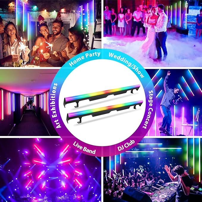 LED Stage Pixel Light Bar,60W 90 LEDs RGB DMX DJ Stage Wash Light Bar Side with Screw Seamless Stitching Design DMX Lights Strip for Event Stage Club Party Show Wedding Lighting 2Pack - Image 6