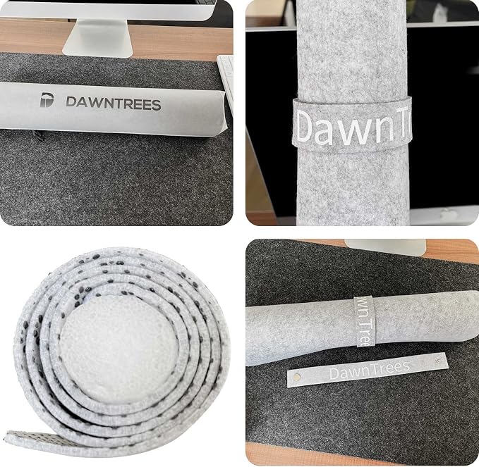 DAWNTREES Felt Desk Pad, Large Felt Mouse Pad and Keyboard Mat, 36" x 12" | Non-Slip Computer Desk Mat XL,Desk Protector for Office (light gray) - Image 9