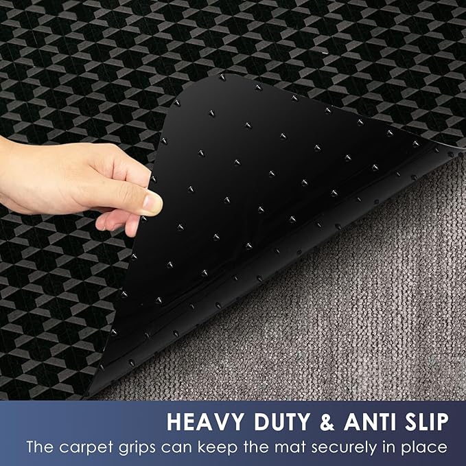 Vicwe Office Chair Mat for Carpet, 72"x46" Heavy Duty Chair Mat with Studs | Large Anti-Slip Waterproof Carpet Protector, Desk Chair Mat for Rolling Chair, Easy Glide Floor Mat for Gaming, Home, Black - Image 2