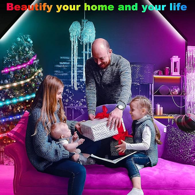 Keepsmile 50ft Led Strip Lights Smart Sync Music Led Lights for Bedroom Home Decoration, APP Control - Image 2