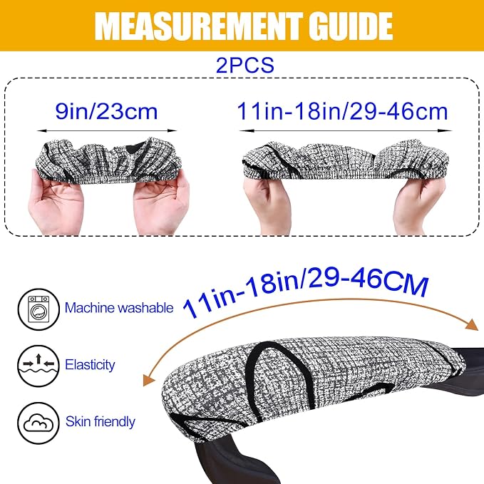 Smiry Stretch Printed Office Chair Armrest Covers, 2 Pcs, Grey and Black | Soft Fit Removable Washable Computer Desk Chair Arm Covers Protector - Image 3