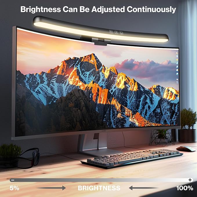 Monitor Light Bar, Curved Computer Monitor Lamp for Eye Caring LED Dimmable Screen Light Bar, 3 Color Temperature Mode Lights, Touch Control USB Powered Monitor Lamp for Desk/Office/Home/Game - Image 4