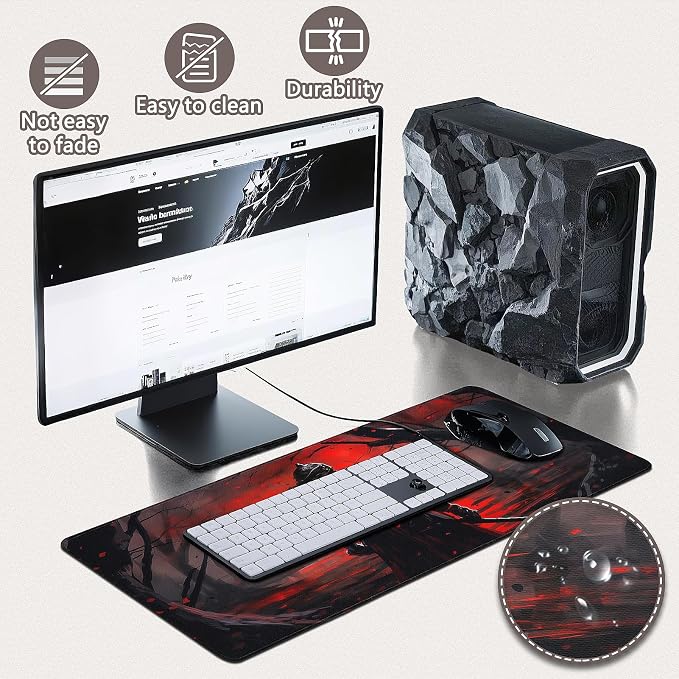 Gaming Mouse Pad - (31.5"×11.8") Japanese Samurai Large Mouse Pads for Desk - Desk Mat for Keyboard and Mouse with Non-Slip Base, Desks Pad Matfor Game/Office & Home - Image 4