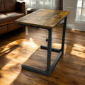 Height Adjustable C-Shaped Sofa Side Table, Laptop Table for Couch & Bed, Rustic Brown by FurnimaxTradingInc