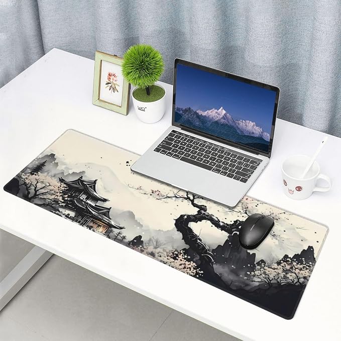 Extended Gaming Mouse Pad, Large Gaming Mouse Waterproof with Stitched Edges, Non-Slip Desktop Pad for Home and Office, Level Up Your 31.5x11.8 Inch… (wash Painting) - Image 7
