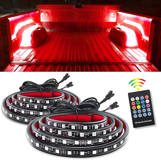 Nilight - TL-31 2PCS 60Inch RGB Truck Bed Light Strip Kit 180 LED RF Remote Control with On Off Switch Blade Fuse 2Way Splitter Extension Cable for Cargo Pickup Truck SUV RV Boat, 2 Years Warranty by Nilight
