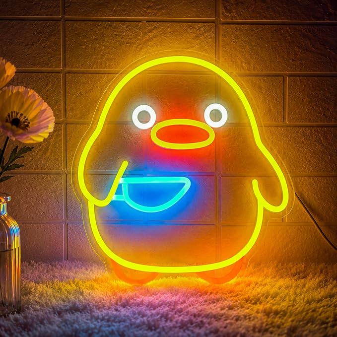 Duck Neon Sign USB Powered Dimmable Cute Yellow Duck LED Wall Light by Mvorixa