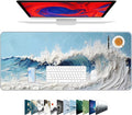 Galdas Gaming Mouse Pad XXL XL Large Long Extended Big Mousepad Non-Slip Rubber Keyboard Desk Pad with Stitched Edges for Laptop Home Office (31.5x11.8x0.08 Inch) … (Painting Waves) by Galdas
