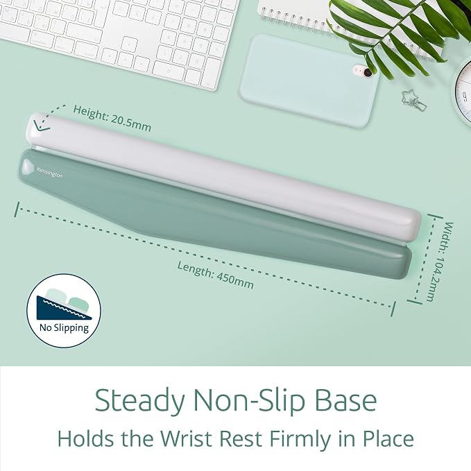 Kensington Duo Gel Mountain Wrist Rest for Keyboard, Wrist Pad for Full Size Keyboard, Ergonomic Wrist Pad for Computer, Non-Skid Computer Pad with Wrist Support, Green K62678WW, 17.7" x 4.1"x 0.8” - Image 6