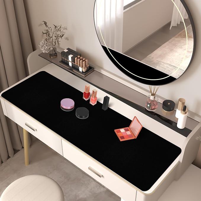 Leather Desk Pad Mat, Large Black Desk Mat, 47.2" x 16.9" | Non-slip and Waterproof Computer Mat, Desk Protector for Office/Home, Desk Accessories - Image 6