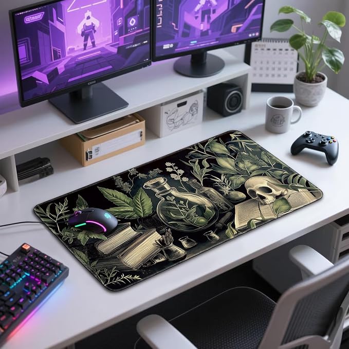 Gothic Dark Botanical Large Gaming Mouse Pad Desk Mat 31.5"x15.7" | Extended Mousepad, Non-Slip Rubber Base , Stitched Edges, for Computer/Laptop/Office/Home - Image 7