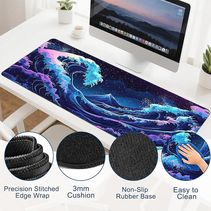 Gaming Mouse Pad, Desk Mat for Keyboard and Mouse, Large Mouse Pad for Desk, Computer Mousepad - Image 3