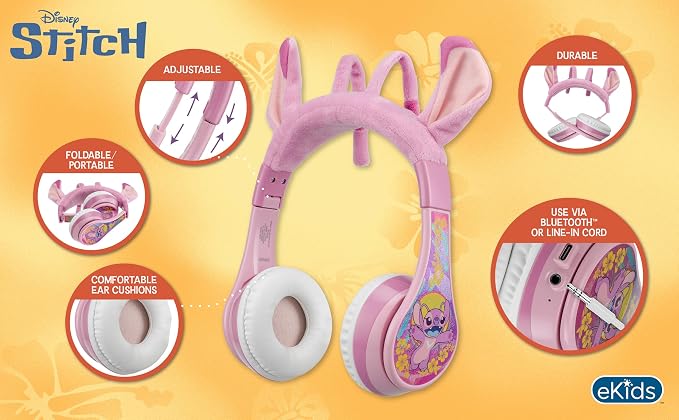 Disney Stitch Angel Bluetooth Headphones for Kids, Wireless Headphones - Image 3