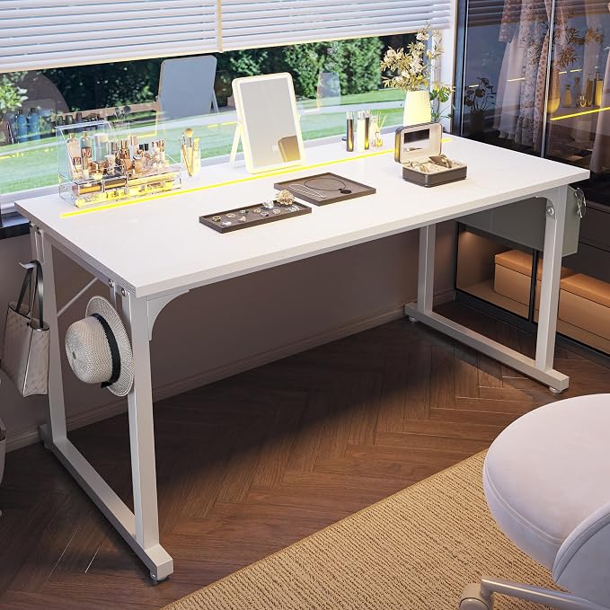 DurayLoly 55 Inch Computer Desk with Waterproof LED Lights for Bedroom - Image 7
