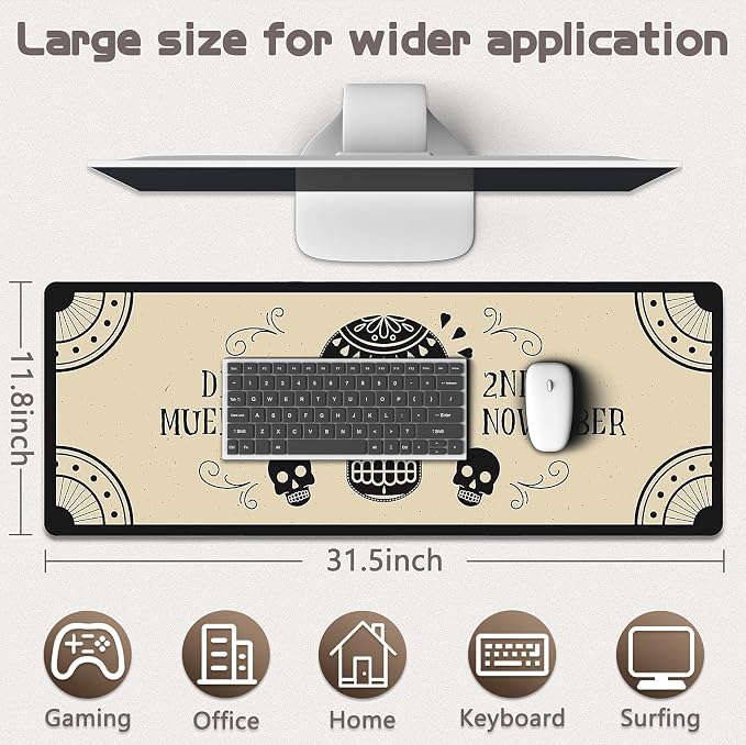 Gaming Mouse Pad - (31.5"×11.8") Skull Large Mouse Pads for Desk - Desk Mat for Keyboard and Mouse with Non-Slip Base, Desks Pad Matfor Game/Office & Home - Image 5