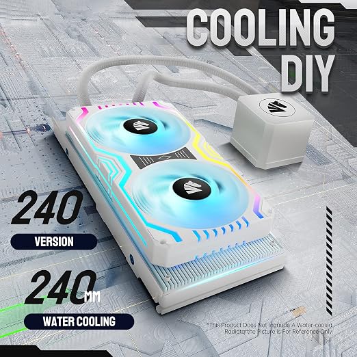 ASIAHORSE Matrix-White 48 Addressable RGB LEDs 240MM All-in-One Square Frame Integrated Fan with MB Sync/Analog Controller, Integrated PWM Control Fan for Computer Case and Liquid Cooling System - Image 3