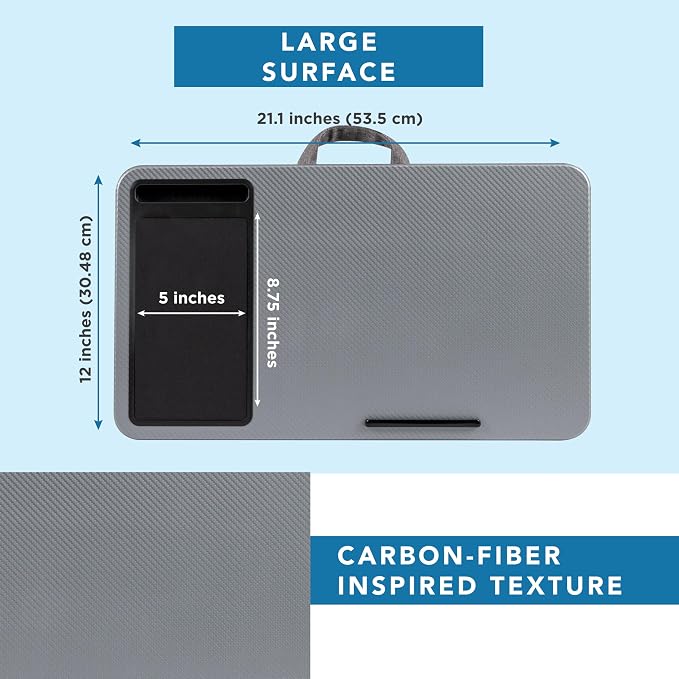 LAPGEAR Home Office Left-Hand Lap Desk – Silver Carbon, Fits 15.6” Laptops - Image 5